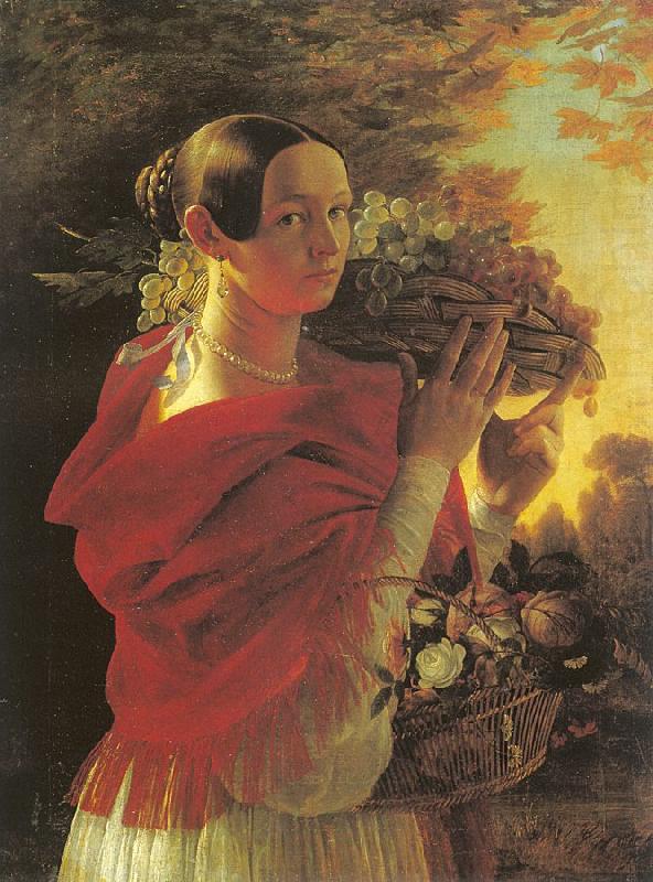 Young Woman with a Basket, Ivan Khrutsky